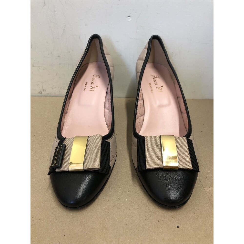 NWOB Ferca 81 Quilted & Bow Leather Slip On Loafer Block Heel Made in Italy